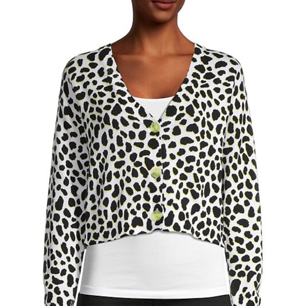 New 525 America Animal-Print Cotton Cardigan